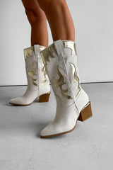 MARRI Western Cowboy Boots - Beige - 2