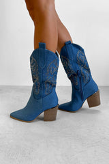 MAVERICK Cowboy Western Boots - Denim Blue - 3