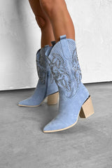 MAVERICK Cowboy Western Boots - Light Blue - 1