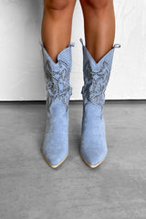 MAVERICK Cowboy Western Boots - Light Blue - 2