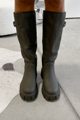 MAYA Chunky Buckle Rain Boots - Khaki - 2