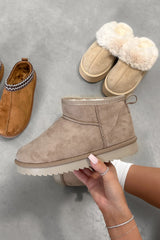 MAYA Ultra Mini Ankle Boots - Beige - 5