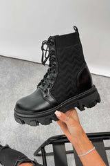 MEGAN Chunky Sock Fit Ankle Boots - Black - 1