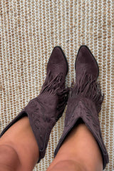 MIAMI Tassel Suede Cowboy Western Boots - Brown - 3