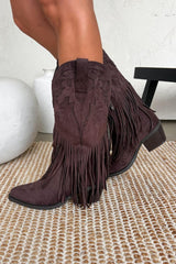 MIAMI Tassel Suede Cowboy Western Boots - Brown - 2