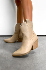 MICHIGAN Cowboy Western Boots - Beige - 3
