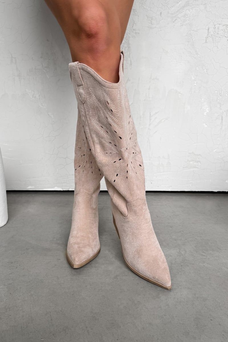MICHIGAN Cowboy Western Boots - Beige