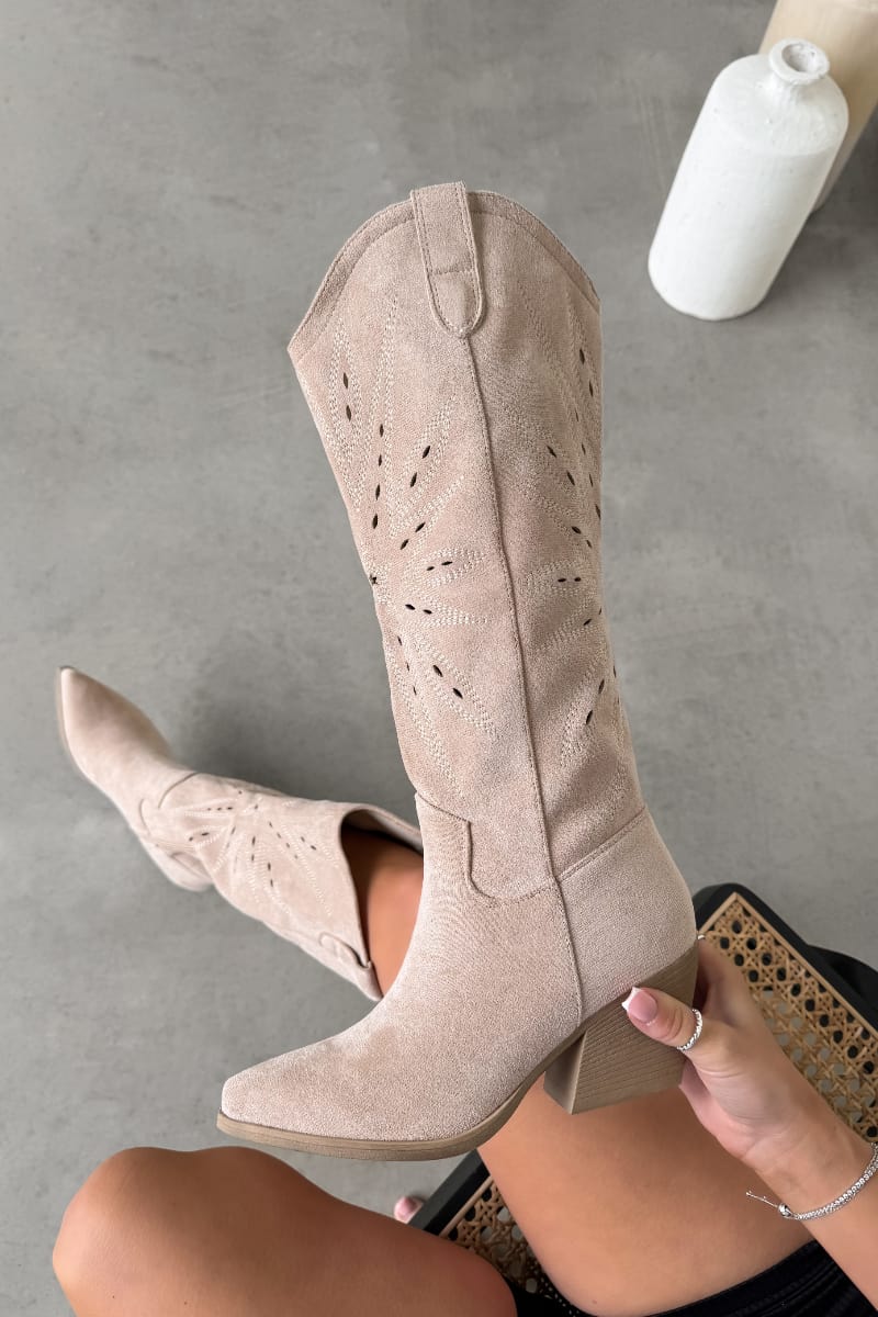 MICHIGAN Cowboy Western Boots - Beige - 5