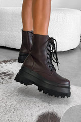 MILO Super Chunky Platform Ankle Boots - Wine