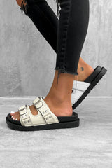 MONTEL Chunky Buckle Sandals - Cream - 1