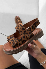 MYA Chunky Velcro Strap Gladiator Sandals - Leopard