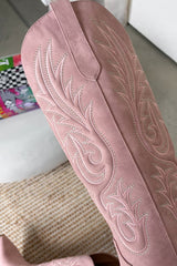 NASHVILLE Knee High Cowboy Western Boots - Pink - 3