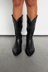 NEVADA Cowboy Western Boots - Black PU - 3