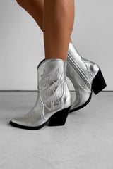 NIA Western Cowboy Boots - Silver - 3