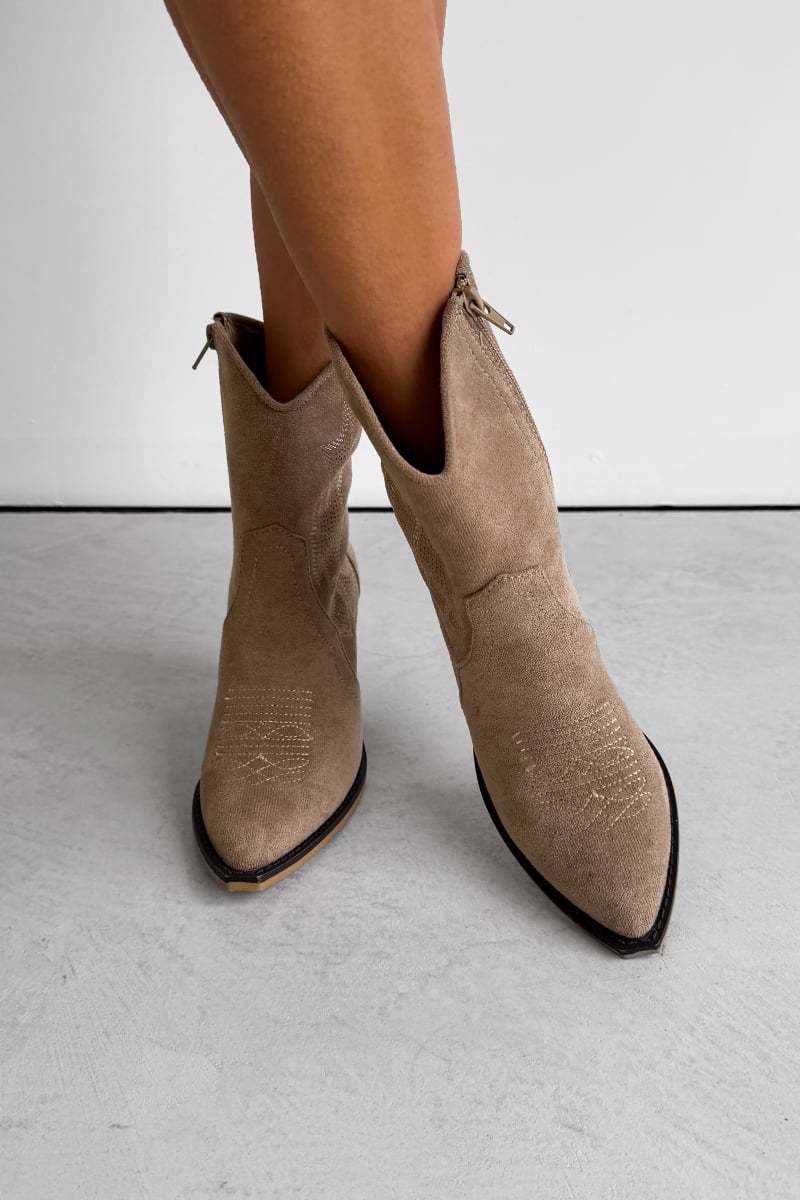 NIA Western Cowboy Boots - Taupe - 1