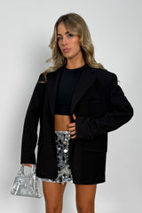 Oversized Crossover Back Blazer - Black - 2