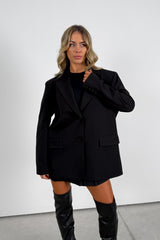 Oversized Crossover Back Blazer - Black - 4