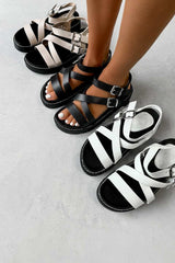 PROGRESS Chunky Buckle Gladiator Sandals - Black - 4