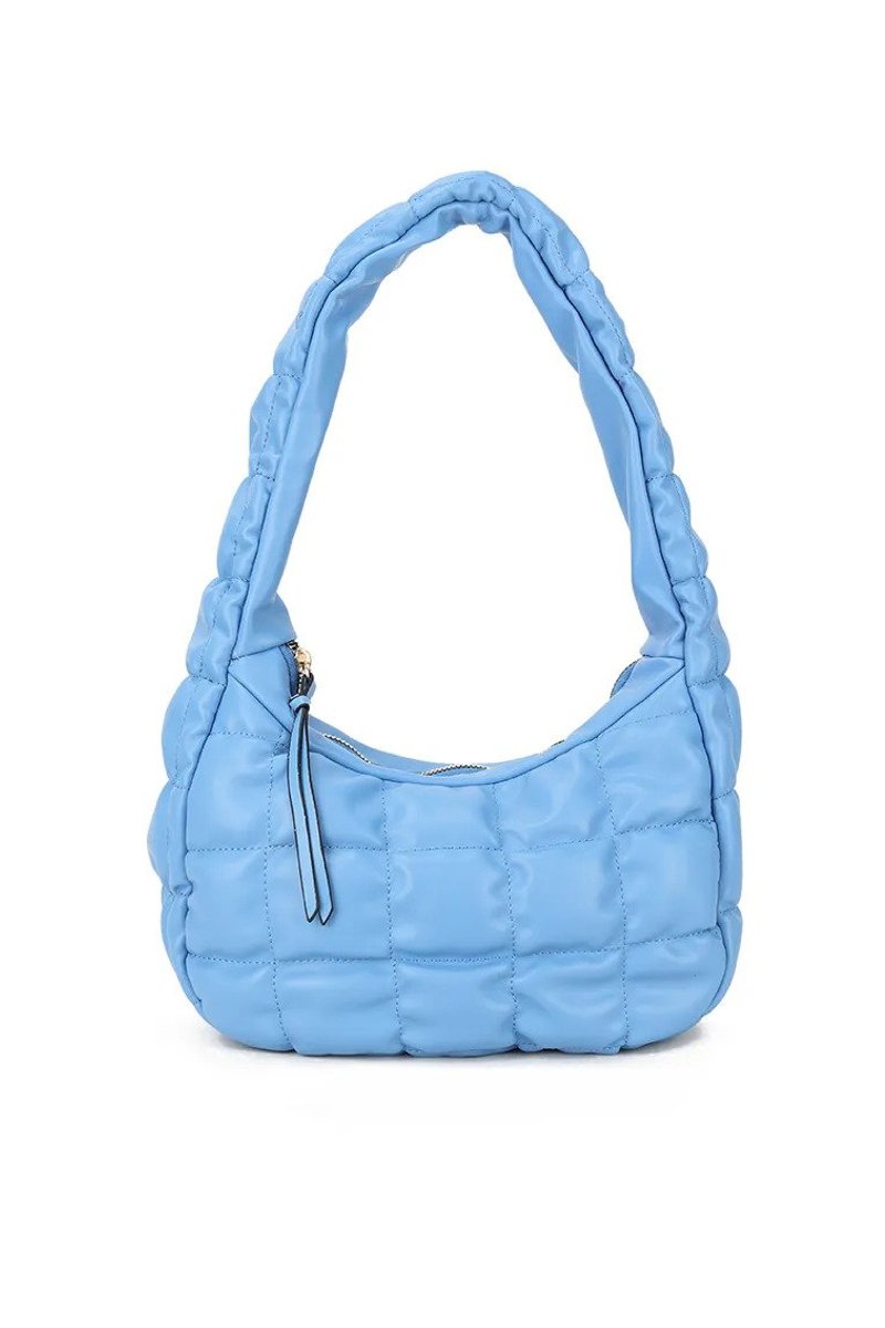 Quilted Bubble Shoulder Bag Blue