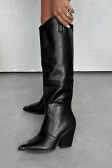 RAQUEL Cowboy Western Boots - Black PU - 2