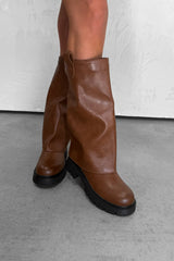 REEVE Multiway Knee High / Ankle Platform Boots - Brown - 2
