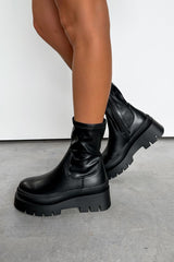REGENT Chunky Stretch Sock Fit Ankle Boots - Black PU - 3