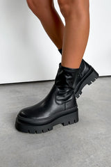 REGENT Chunky Stretch Sock Fit Ankle Boots - Black PU - 5
