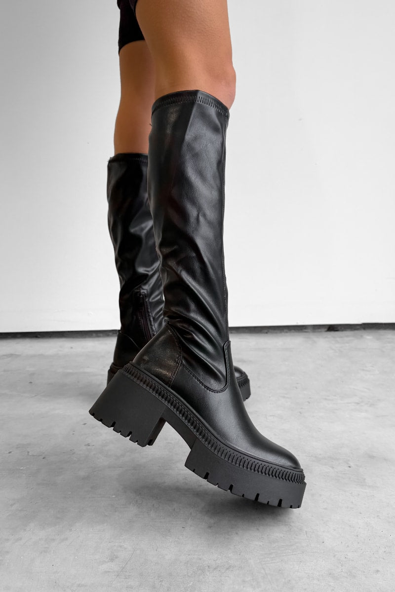 Stretchy knee high boots store