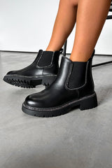 RIHANNA Chelsea Diamanté Ankle Boots - Black PU - 1