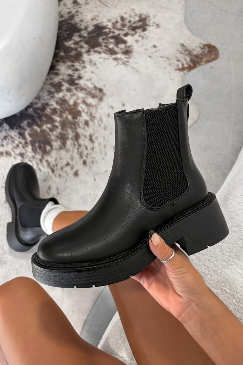 RILEY Chelsea Ankle Boots - Black PU