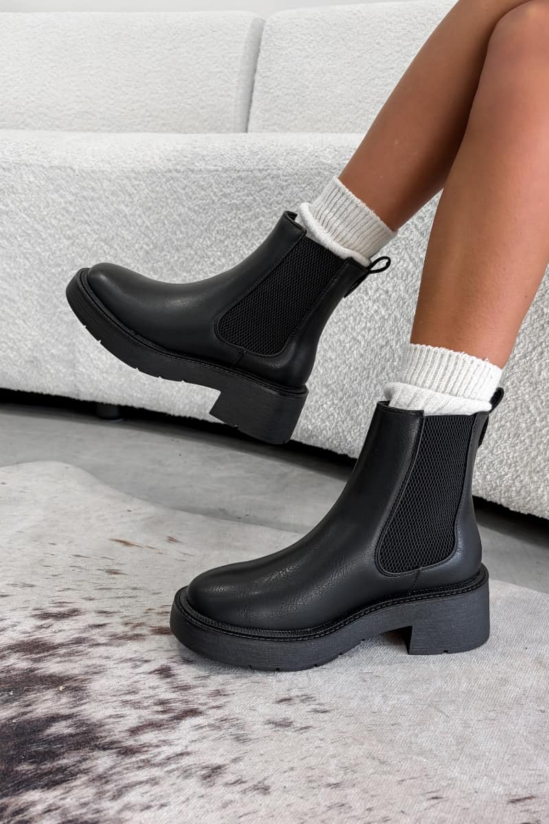 RILEY Chelsea Ankle Boots - Black PU -1