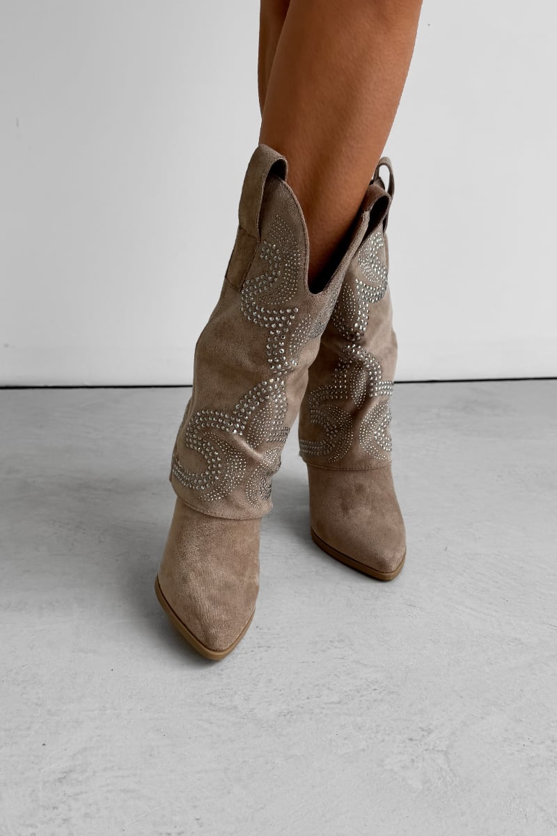 RODEO Flared Cowboy Western Boots - Taupe - 2