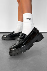 RUBY Chunky Slip On Loafers - Black Patent - 2