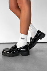 RUBY Chunky Slip On Loafers - Black Patent - 3