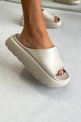 RUNNER Chunky Platform Sliders - Bone - 2