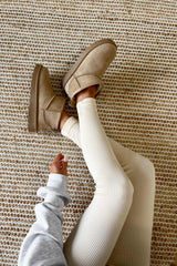 Ribbed High Waisted Leggings - Cream