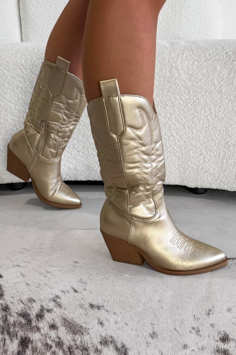 SANDY Cowboy Western Boots - Gold-6
