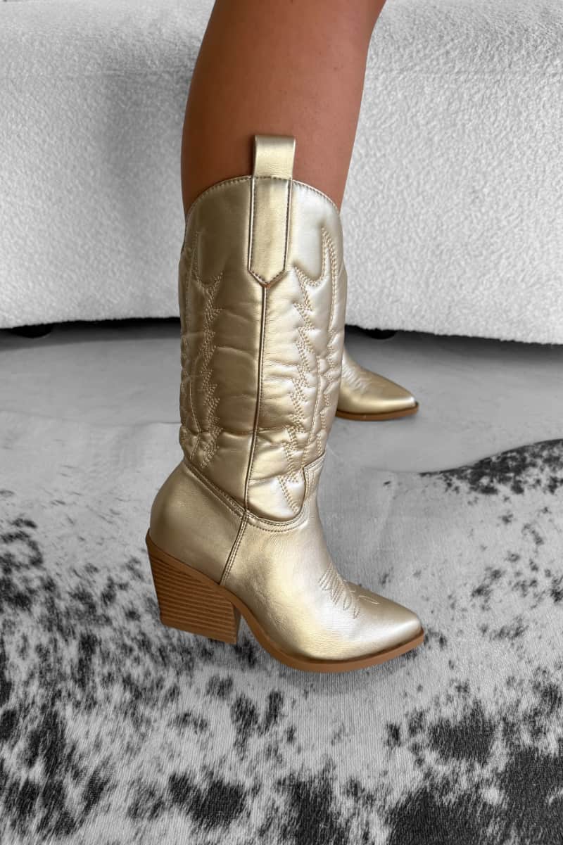 SANDY Cowboy Western Boots - Gold-2