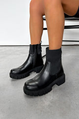 SAYLOR Sock Fit Chelsea Ankle Boots - Black PU - 1