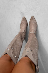 SHOWDOWN Cowboy Western Boots - Beige - 6