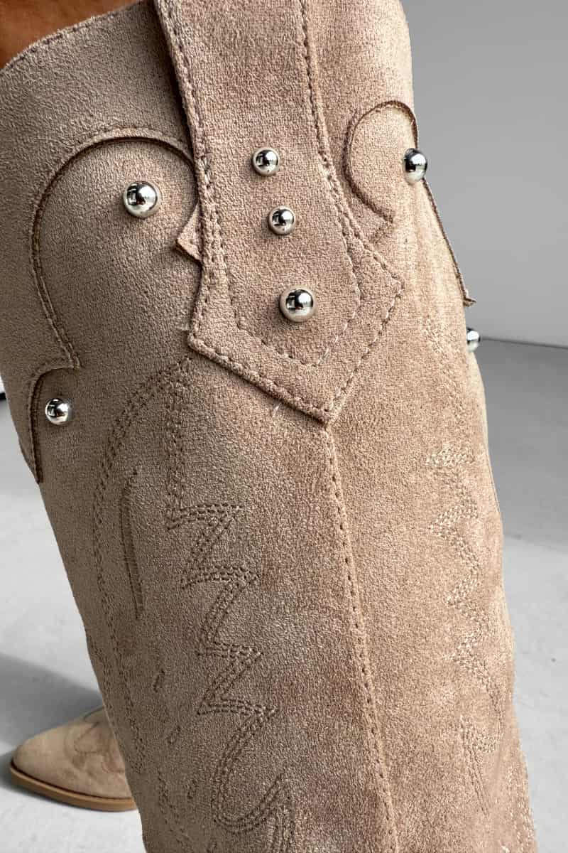SHOWDOWN Cowboy Western Boots - Beige - 4