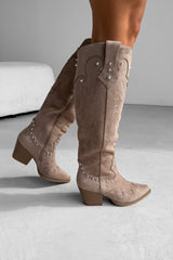 SHOWDOWN Cowboy Western Boots - Beige - 2