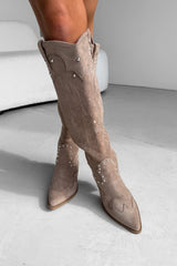 SHOWDOWN Cowboy Western Boots - Beige - 1