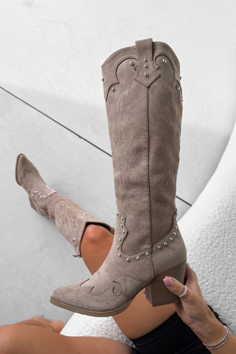 SHOWDOWN Cowboy Western Boots - Beige - 3