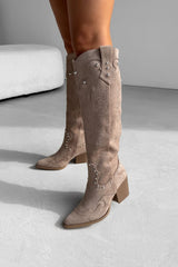 SHOWDOWN Cowboy Western Boots - Beige