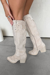 SHOWDOWN Cowboy Western Boots - Cream