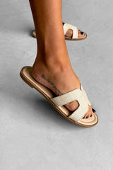 SIENNA Gladiator Slider Sandals - Beige - 2