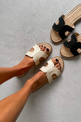 SIENNA Gladiator Slider Sandals - Beige - 1