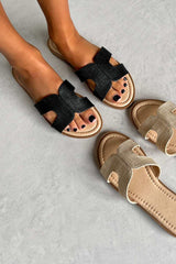 SIENNA Gladiator Slider Sandals - Black - 2