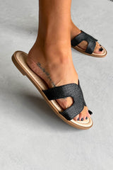 SIENNA Gladiator Slider Sandals - Black